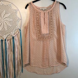 Daniel Rainn Top with Lace & Pleats